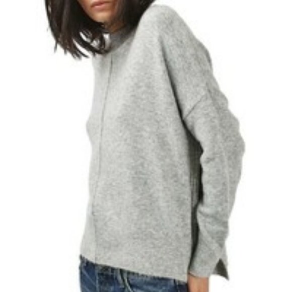 Women's Topshop Gray Side Zip Sweater Size 8 - Picture 2 of 9